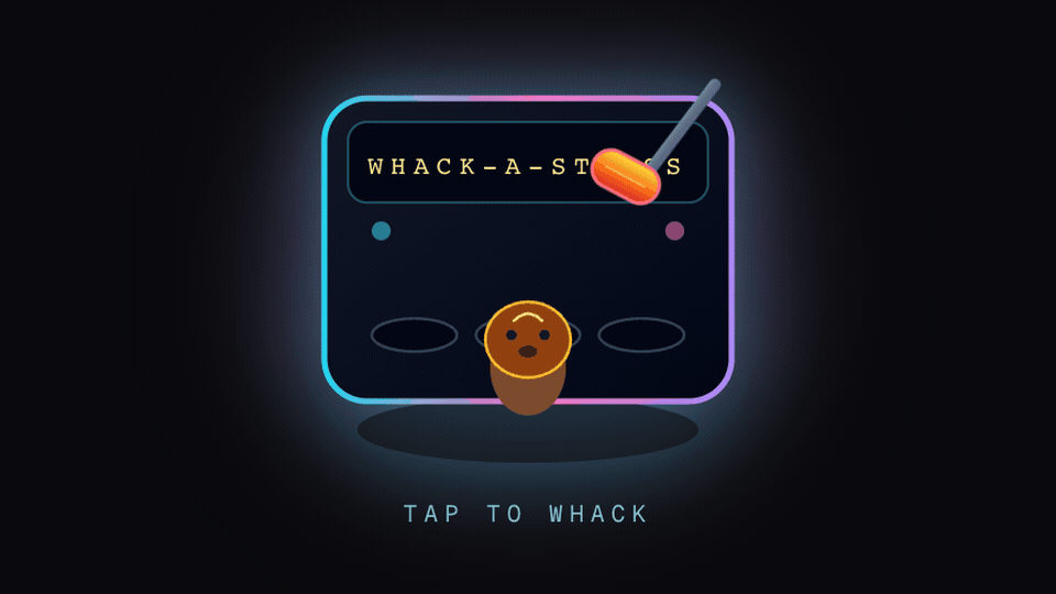 Cyber Beat — WHACK-A-STRESS arcade cabinet, tap to whack